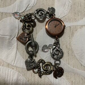 Nanette Legacy charm women's wrist vintage watch hearts silver copper‎ tone